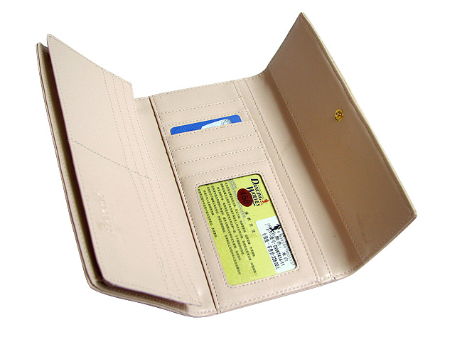 清仓价正品DW女士长款钱包三折全新欧美时尚搭扣牛皮压花竖款真皮夹 DW67414-11-第3张图