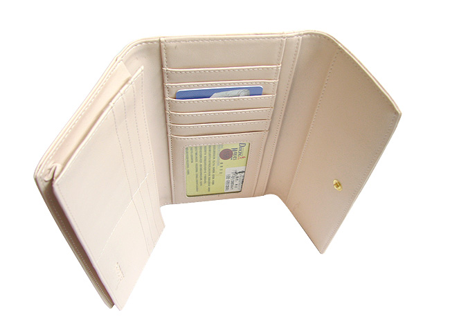 清仓价正品DW女士长款钱包三折全新欧美时尚搭扣牛皮压花竖款真皮夹 DW67414-11-第4张图