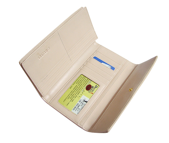 清仓价正品DW女士长款钱包三折全新欧美时尚搭扣牛皮压花竖款真皮夹 DW67414-11-第5张图