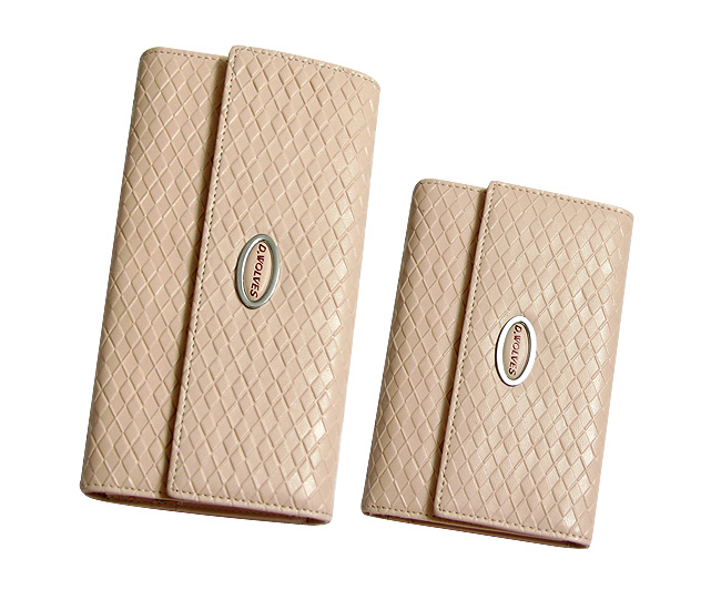 清仓价正品DW女士长款钱包三折全新欧美时尚搭扣牛皮压花竖款真皮夹 DW67414-11-第6张图