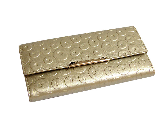 清仓价2013经典女士钱包 长款三折女士金色搭扣钱包韩版钱夹清仓特价 DW67416-11A-第2张图