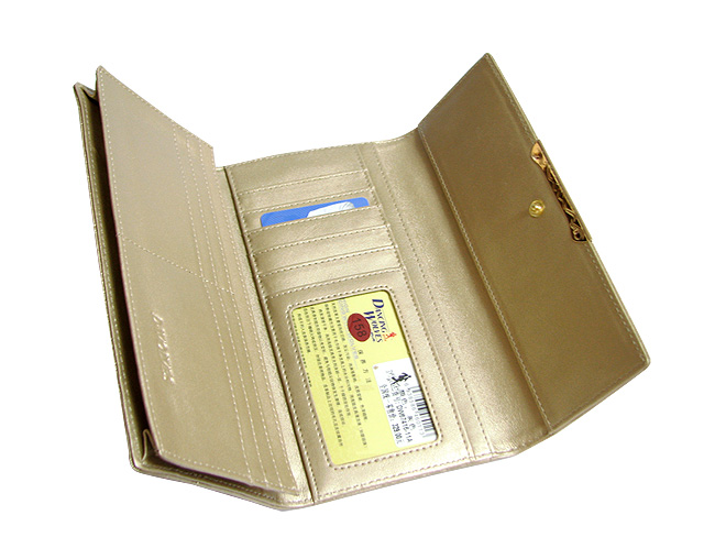 清仓价2013经典女士钱包 长款三折女士金色搭扣钱包韩版钱夹清仓特价 DW67416-11A-第3张图
