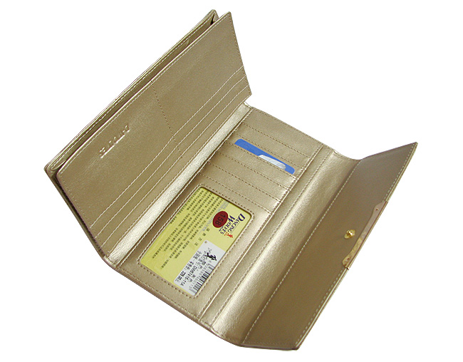 清仓价2013经典女士钱包 长款三折女士金色搭扣钱包韩版钱夹清仓特价 DW67416-11A-第4张图