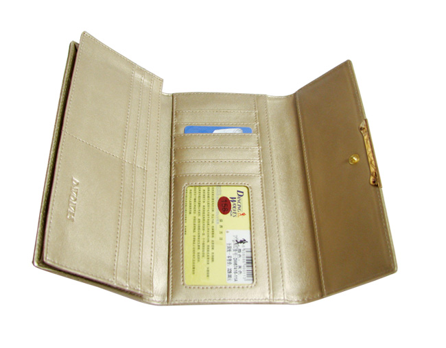 清仓价2013经典女士钱包 长款三折女士金色搭扣钱包韩版钱夹清仓特价 DW67416-11A-第5张图