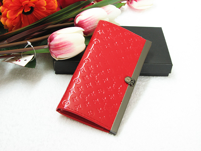 LV路易威登女士漆皮扳扣钱夹 红色 LV0086-第0张图