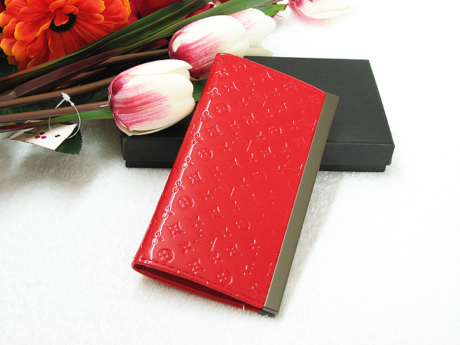 LV路易威登女士漆皮扳扣钱夹 红色 LV0086-第1张图