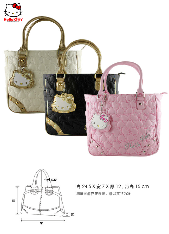HelloKitty绣桃心黑色女士手提包 HK-212-XH-第5张图