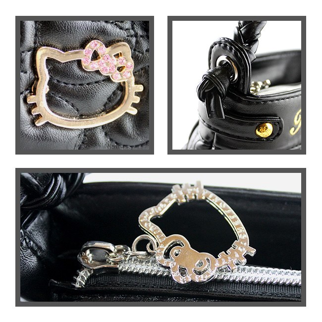 HelloKitty绣桃心黑色女士手提包 HK-9020-XH-第4张图