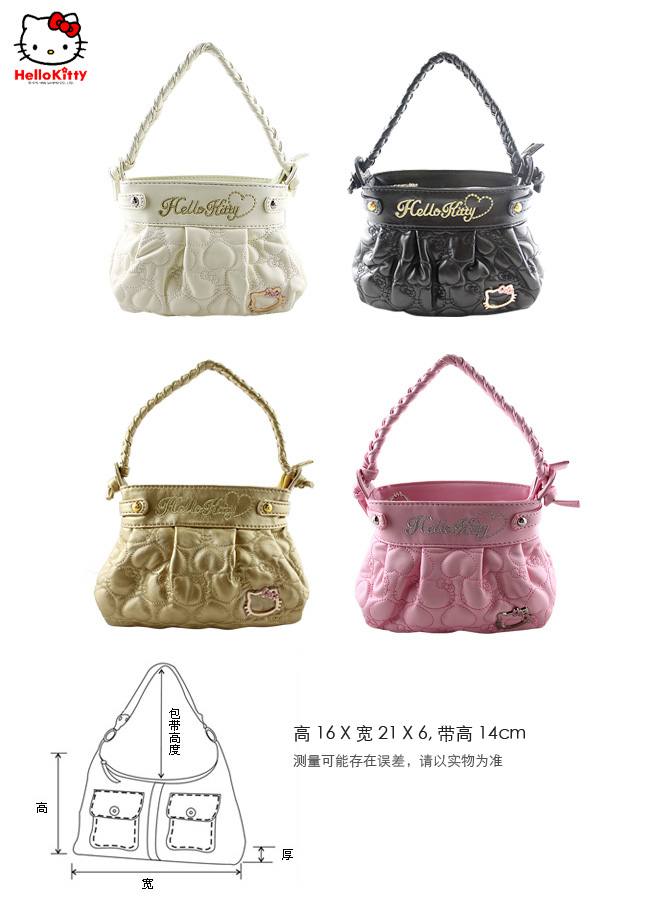HelloKitty绣桃心黑色女士手提包 HK-9020-XH-第5张图