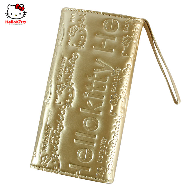 HelloKitty女士真皮钱包 长款金色 HK011-PJ-第1张图