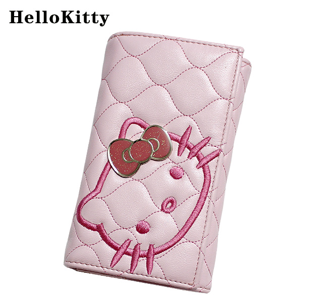 HelloKitty女士中长款绣格粉色钱包 HK027-XGF-第0张图