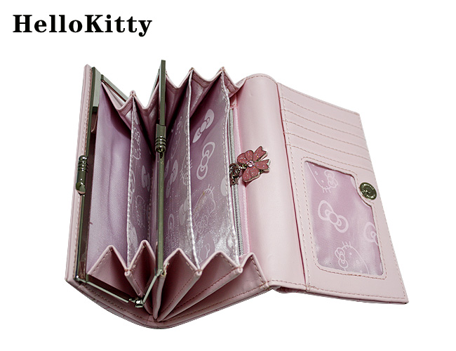 HelloKitty女士中长款绣格粉色钱包 HK027-XGF-第3张图