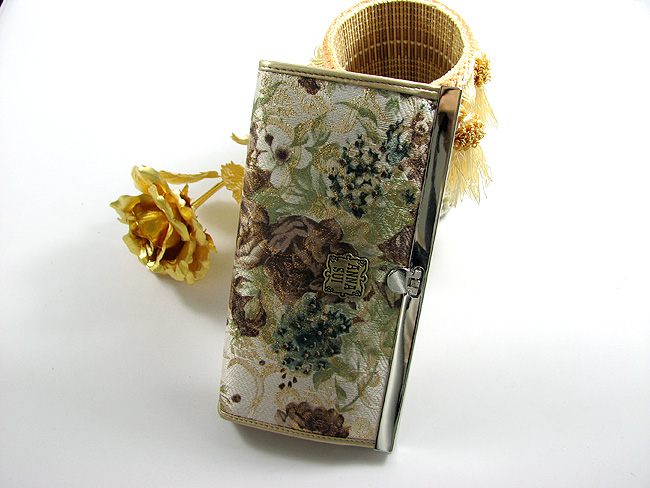 Annasui安娜苏真丝玫瑰花长款女士扳扣钱夹 金色 Ans-3016-J-第0张图