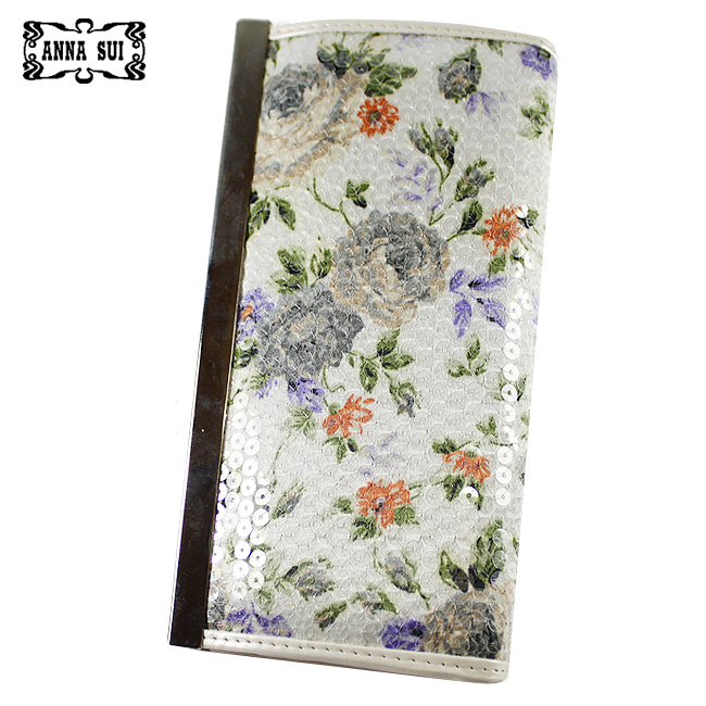 Annasui安娜苏玫瑰花珠片扳扣钱夹 白色 Ans-3016-ZBJ-第1张图