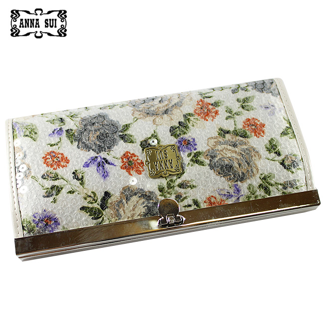 Annasui安娜苏玫瑰花珠片扳扣钱夹 白色 Ans-3016-ZBJ-第2张图