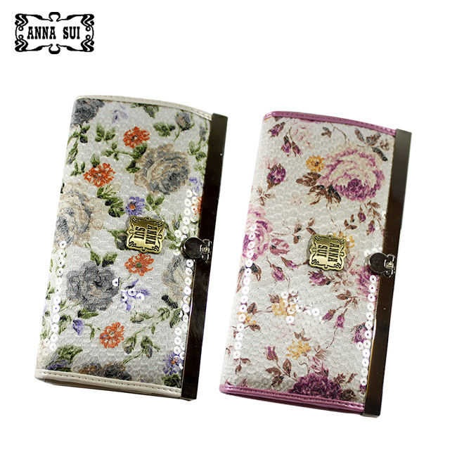 Annasui安娜苏玫瑰花珠片扳扣钱夹 白色 Ans-3016-ZBJ-第4张图