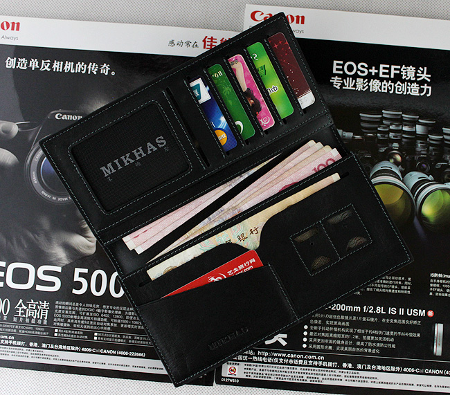 米哈斯时尚正品头层牛皮卡位钱包卡套 皮钱包 韩版 长款 男款男包 M-0114A-第4张图