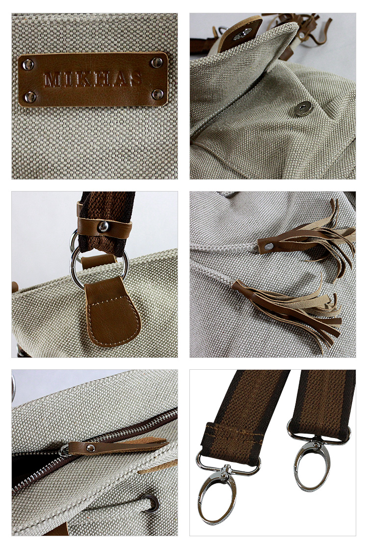 时尚帆布休闲单肩包包袋女包包女 韩版 皮具头层品牌多功能包女款 M-203-第8张图