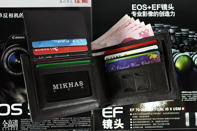 时尚正品牛皮横款卡位钱包卡套 短款 男钱包 皮钱包 男包皮夹皮具 M-6250C-第3张图