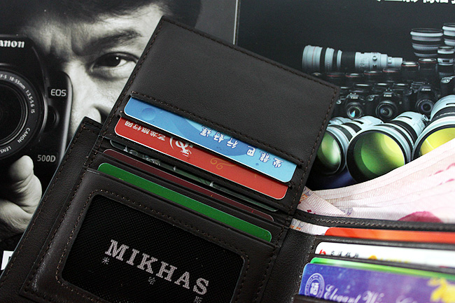 时尚正品牛皮横款卡位钱包卡套 短款 男钱包 皮钱包 男包皮夹皮具 M-6250C-第5张图