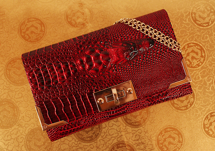 米哈斯鳄鱼纹女包钱包手抓包 链条包 晚宴包 单肩包 M-868B-第1张图