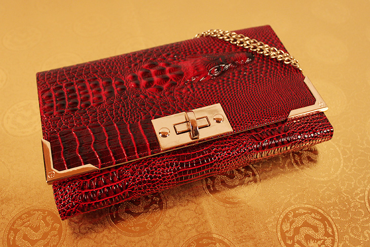 米哈斯鳄鱼纹女包钱包手抓包 链条包 晚宴包 单肩包 M-868B-第2张图