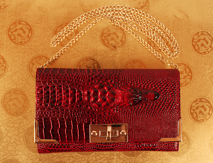 米哈斯鳄鱼纹女包钱包手抓包 链条包 晚宴包 单肩包 M-868B-第3张图