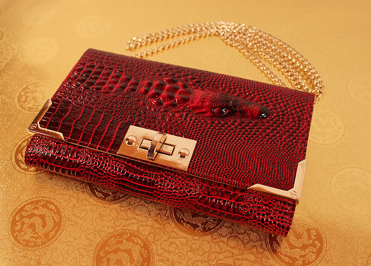 米哈斯鳄鱼纹女包钱包手抓包 链条包 晚宴包 单肩包 M-868B-第4张图