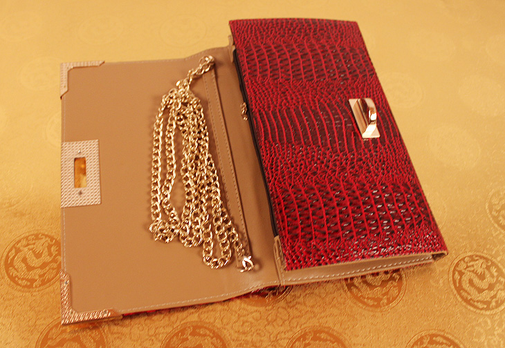 米哈斯鳄鱼纹女包钱包手抓包 链条包 晚宴包 单肩包 M-868B-第6张图