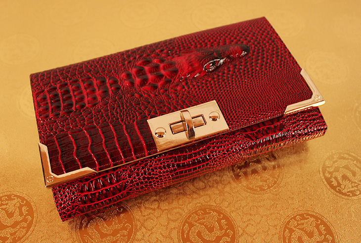 米哈斯鳄鱼纹女包钱包手抓包 链条包 晚宴包 单肩包 M-868B-第9张图