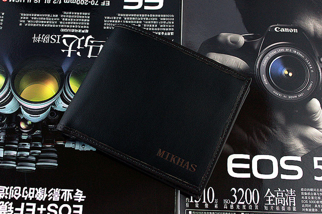 正品 MIKHAS米哈斯真皮男士钱包 黑色经典款 横款钱包 M-918C-第1张图