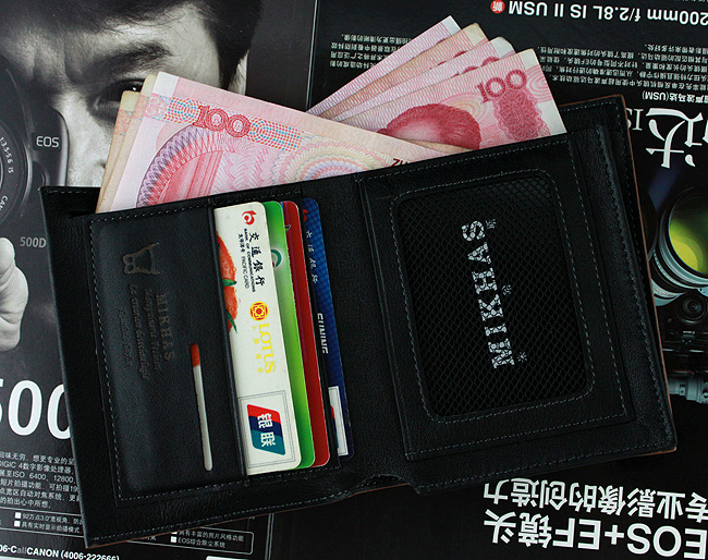 时尚正品皮夹牛皮真皮卡位钱包卡套 短款 皮具 韩版 男式男包包包 M-919B-第5张图