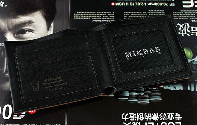 时尚正品牛皮卡位钱包卡套 手工钱包 韩版 学生钱包短款 真皮男包 M-919C-第2张图