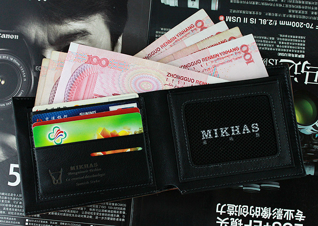 时尚正品牛皮卡位钱包卡套 手工钱包 韩版 学生钱包短款 真皮男包 M-919C-第6张图