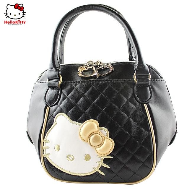 HelloKitty绣方格黑色女士手提包 HK-9037-XFH