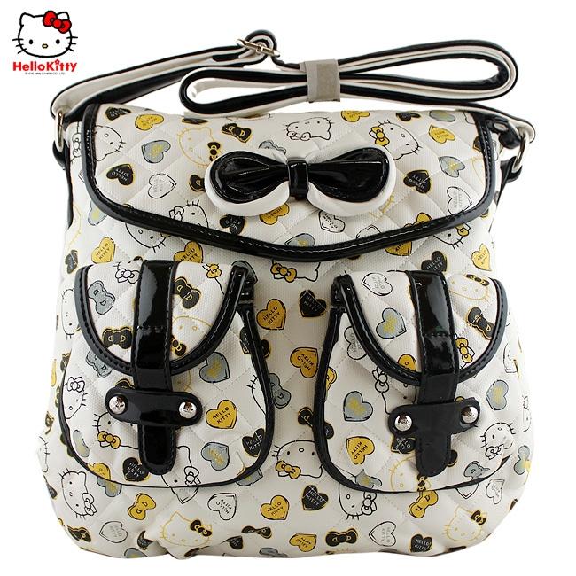 HelloKitty绣方格印花黑色女士肩包 HK-8806-HH