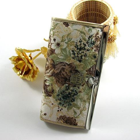 Annasui安娜苏真丝玫瑰花长款女士扳扣钱夹 金色 Ans-3016-J