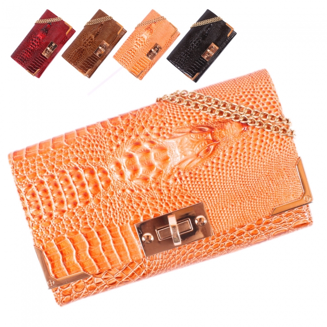 时尚 米哈斯鳄鱼纹女包包袋包女 皮具 中年 手抓包晚宴包手机品牌 M-868D