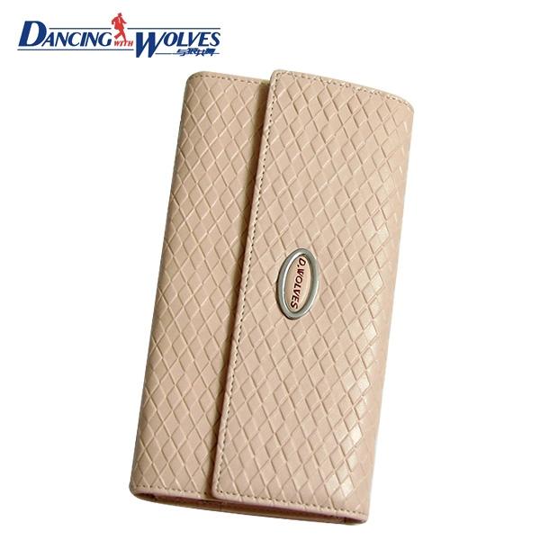 清仓价正品DW女士长款钱包三折全新欧美时尚搭扣牛皮压花竖款真皮夹 DW67414-11