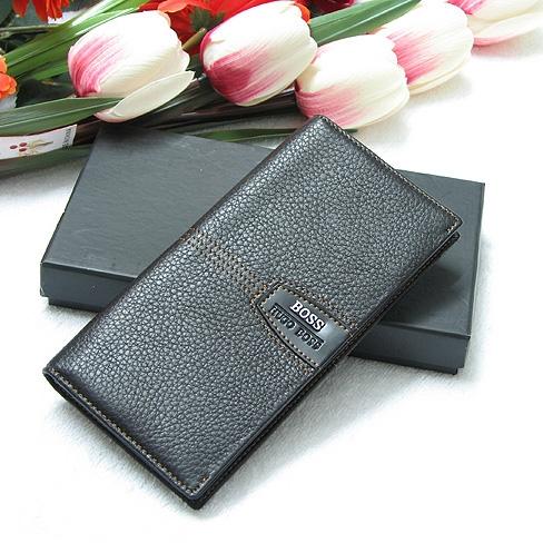 BOSS男士真皮钱包 长款黑色 4561