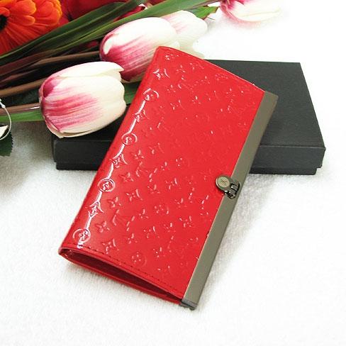 LV路易威登女士漆皮扳扣钱夹 红色 LV0086