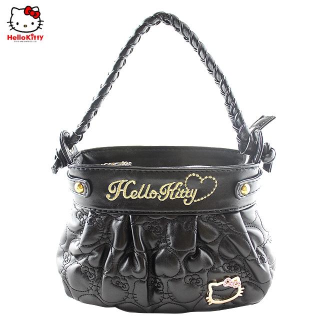 HelloKitty绣桃心黑色女士手提包 HK-9020-XH